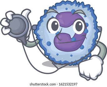 Smart and cool basophil cell cartoon character in a Doctor with tools