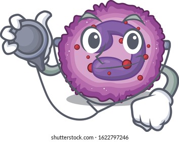 Smart and cool eosinophil cell cartoon character in a Doctor with tools