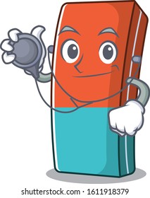 Smart and cool eraser cartoon character in a Doctor with tools