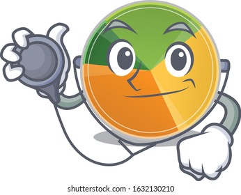 Smart And Cool Pie Chart Cartoon Character In A Doctor With Tools