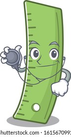 Smart and cool ruler cartoon character in a Doctor with tools