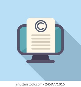 Smart copyright protection icon flat vector. Online monitor protect. Sign internet