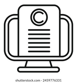 Smart copyright protection icon outline vector. Online monitor protect. Sign internet