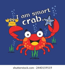 i am smart crab,design cartoon vector illustration