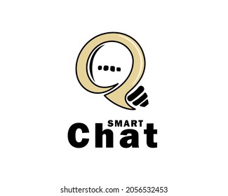 smart creative bubble talk chat light bulb logo template illustration