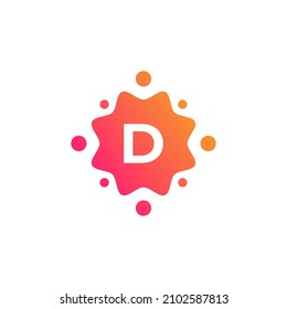 Smart and Creative Letter D Logo Design Template with Dots or Points. Geometric Dot Circle Science Medicine Sign. Universal Energy Tech Planet Star Atom Vector Icon Element
