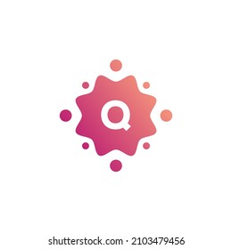 Smart and Creative Letter Q Logo Design Template with Dots or Points. Geometric Dot Circle Science Medicine Sign. Universal Energy Tech Planet Star Atom Vector Icon Element