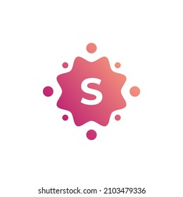 Smart and Creative Letter S Logo Design Template with Dots or Points. Geometric Dot Circle Science Medicine Sign. Universal Energy Tech Planet Star Atom Vector Icon Element