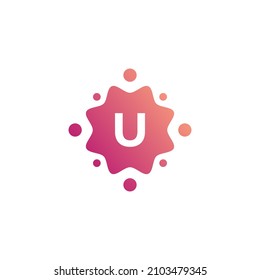 Smart and Creative Letter U Logo Design Template with Dots or Points. Geometric Dot Circle Science Medicine Sign. Universal Energy Tech Planet Star Atom Vector Icon Element