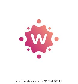 Smart and Creative Letter W Logo Design Template with Dots or Points. Geometric Dot Circle Science Medicine Sign. Universal Energy Tech Planet Star Atom Vector Icon Element