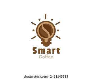 inteligente bombilla creativa bombilla café logo icono símbolo diseño ilustración inspiración