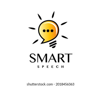 smart creativity inspiration light bulb chat speech logo icon symbol template illustration