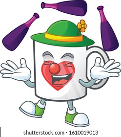 Smart cup of coffee with heart cartoon character design Juggling