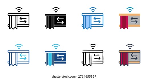 Los iconos de cortina inteligentes establecen una colección de Vector de estilo múltiple. 
