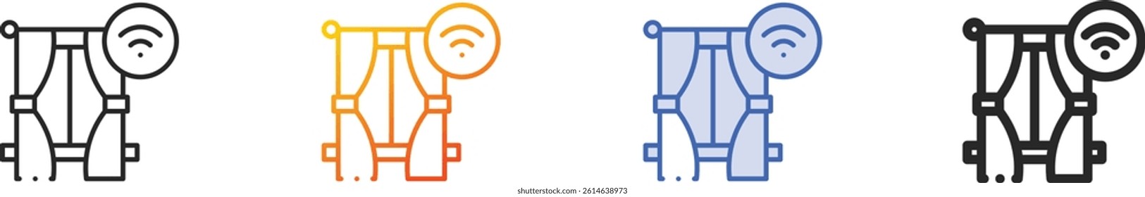 smart curtain icon.Thin Linear, Gradient, Blue Stroke and bold Style Design Isolated On White Background