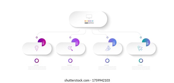 Color del diagrama de gráficos de gráficos de curva inteligente en plantilla info-gráfica de vectores