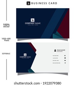 smart dark blue business card, vector illustration