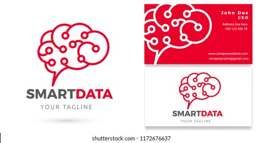 SMART DATA, Data Analytics Logo & Business Card, Digital Analytics Brand Vector Design