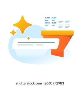 Smart data filtering and recommendation system illustration. filtering big data into personalized output. Concept of AI recommendation, algorithm sorting, user preferences and intelligent analytics