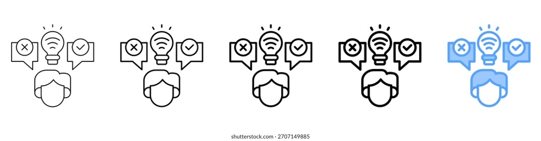 Conjunto de Colección de contorno de estilo diferente de icono de decisión inteligente
