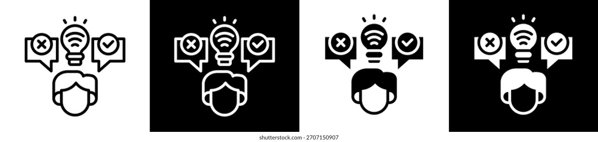 Smart Decision Icon Set En Colección De Estilo Relleno En Blanco Y Negro