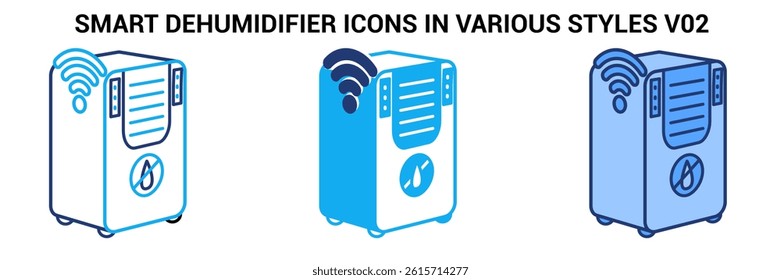 Smart Dehumidifier icon represented by Automatic Dehumidifier Blue, Dualline, Dualtone style.