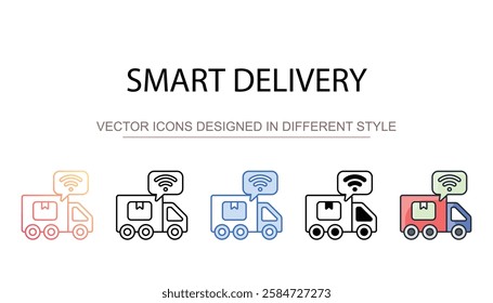 Smart Delivery icon design with white background stock illustration