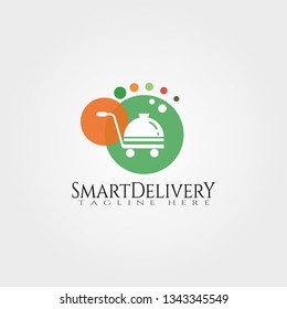 smart delivery vector logo design,food icon