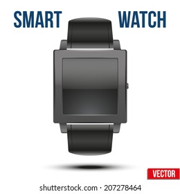 Smart design example wrist watch with empty display. Vector Illustration on white background.