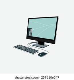 smart desktop set up isolated on white 