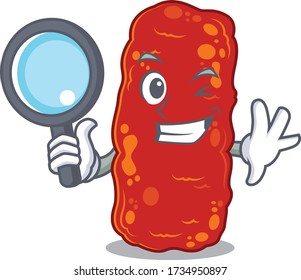 Smart Detective of acinetobacter bacteria mascot design style with tools