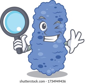 Smart Detective of burkholderia bacteria mascot design style with tools