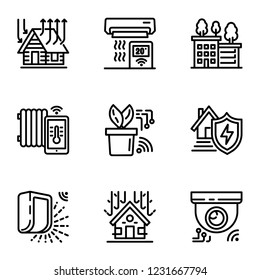 Smart device icon set. Outline set of 9 smart device vector icons for web design isolated on white background