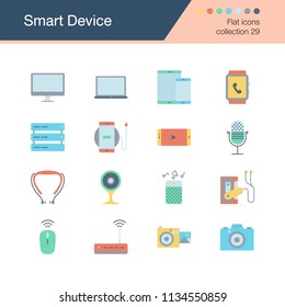 Smart Device icons. Flat design collection 29. For presentation, graphic design, mobile application, web design, infographics. Vector illustration.