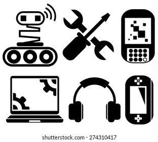 smart device icons, gadget icons set
