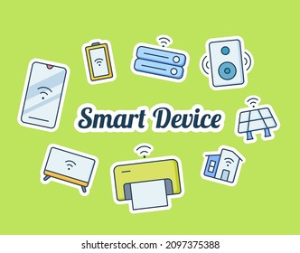 smart device iot internet of things concept with some icon sticker spreading with modern flat style