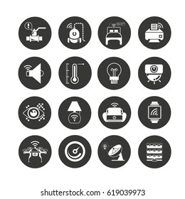 smart device related to modern technology and smart home concept icon in circle buttons 