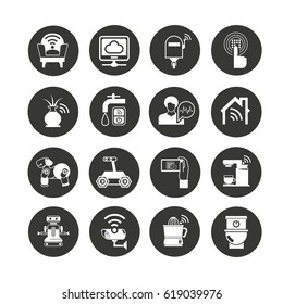 smart device related to modern technology and smart home concept icon in circle buttons 