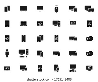 smart devices black vector icons isolated on white background. smart devices icon set for web and ui design, mobile apps and print products
