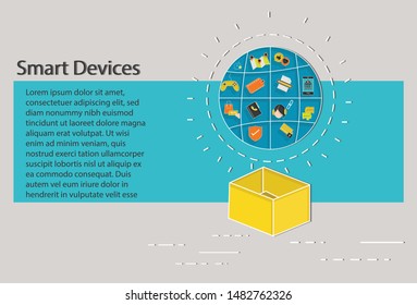 Smart  devices concept landing page. Vector illustration.