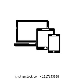 Smart Devices icon. Phone icon, tablet, laptop icon. Symbol of notebook and mobile phone. Smart vector electronic device isolated on white background. 