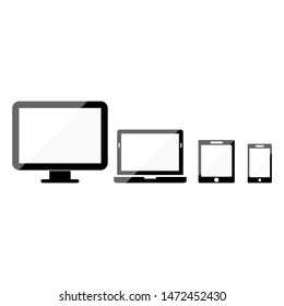 Smart Devices icon. Phone icon, tablet, laptop icon, computer screen. Symbol of notebook and mobile phone. Smart vector electronic device isolated on white background. 