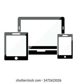 Smart Devices icon. Phone icon, tablet, laptop icon. Symbol of notebook and mobile phone. Smart vector electronic device isolated on white background. 