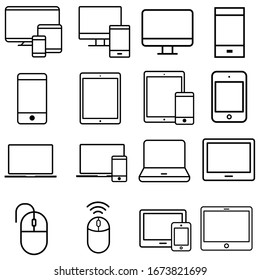 Smart devices icon vector set. gadgets illustration sign collection. computer equipment and electronics symbols.