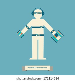 Smart devices infographics with trendy wearable smart electronics. Eps10 vector illustration.