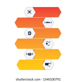 Smart Devices Infographics vector design. Timeline concept include drone, smart car, smart watch icons. Can be used for report, presentation, diagram, web design.