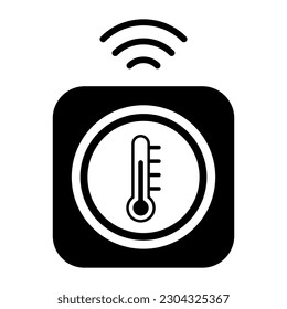 Smart devices and IoT icon: smart thermostat with thermometer