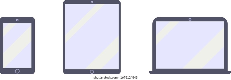 smart devices, laptop, electronics illustration set. mobile phone, laptop and tablet computer symbol set. icons for web and mobile vector.
