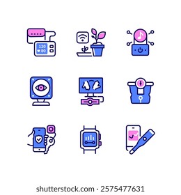 Smart devices - line design style icons set