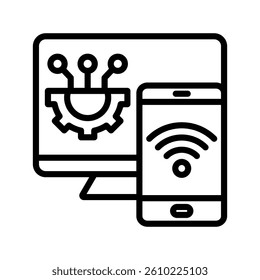 Smart Devices Line Vector Illustration On White Background.